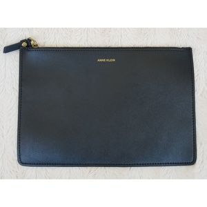 Anne Klein black and gold zip pouch